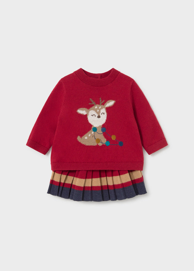 Mayoral Reindeer Sweater & Skirt
