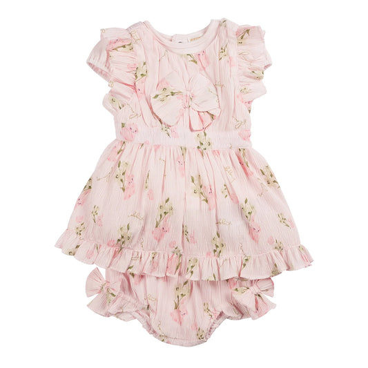 Mintini Pink Bunny Dress & Pants Set