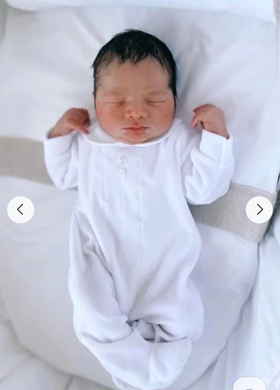Pex White Velour Sleepsuit