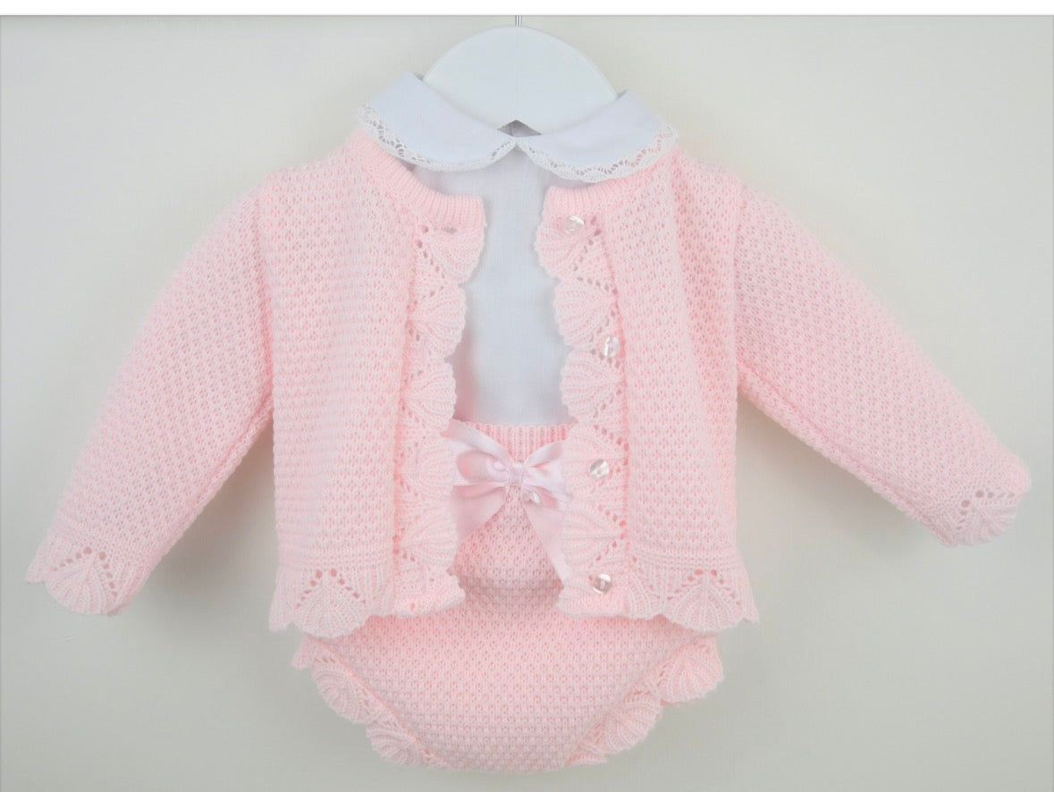 Pex Pink 3 Piece Bow Knitted Set