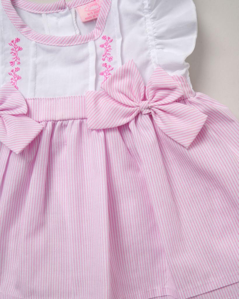 Pink Bow Stripe Dress Set