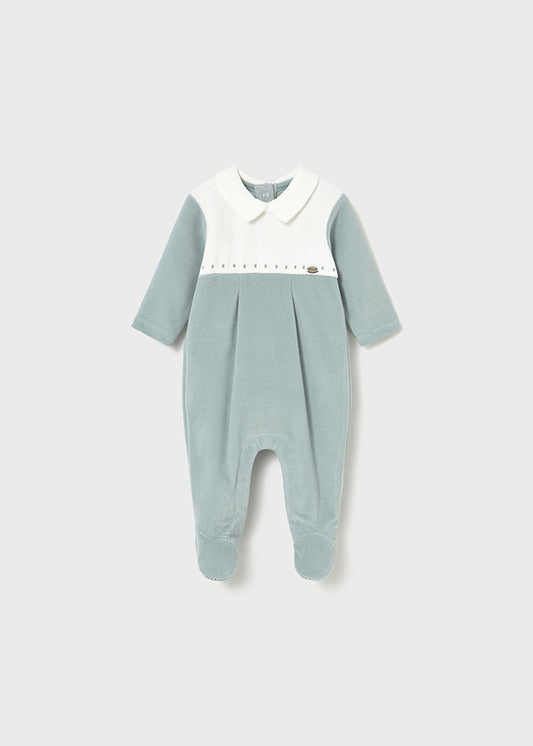 Mayoral Sage Green Velour Onesie