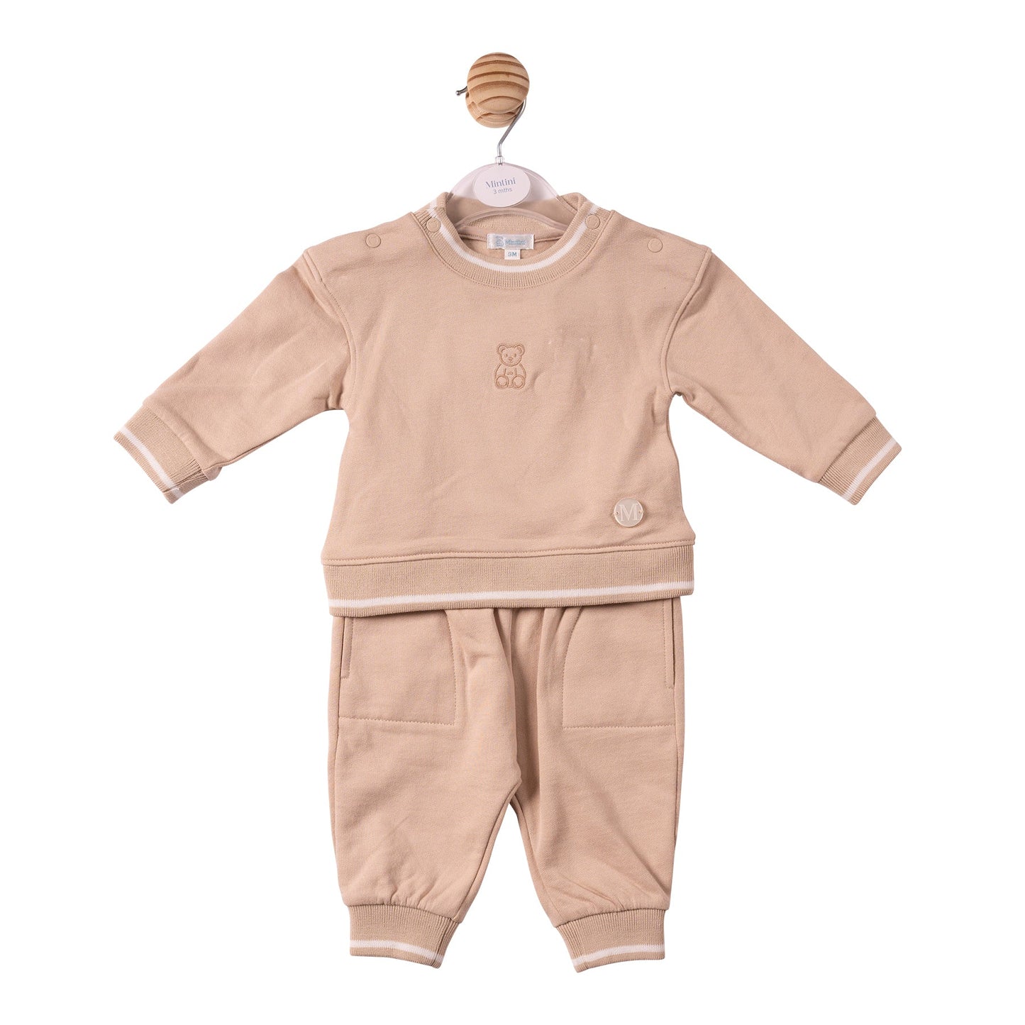 Mintini Beige Bear Top & Trouser Set