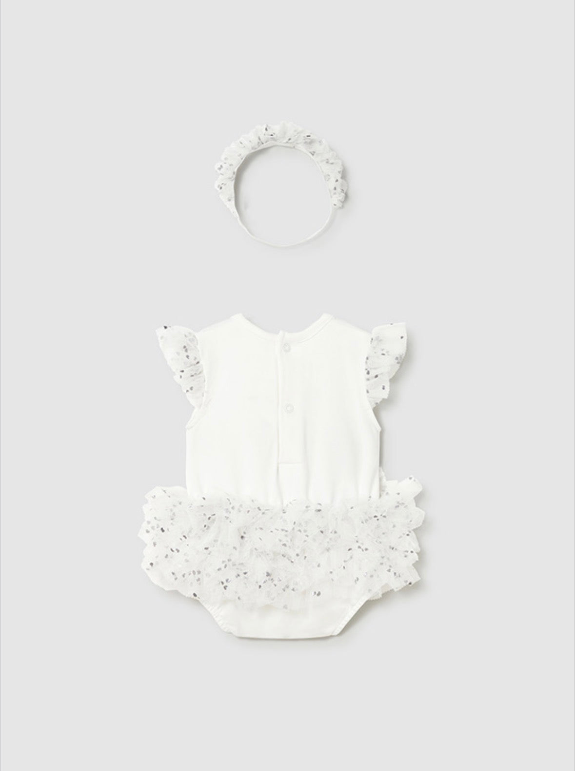 Mayoral White Bear Tutu Romper & Headband