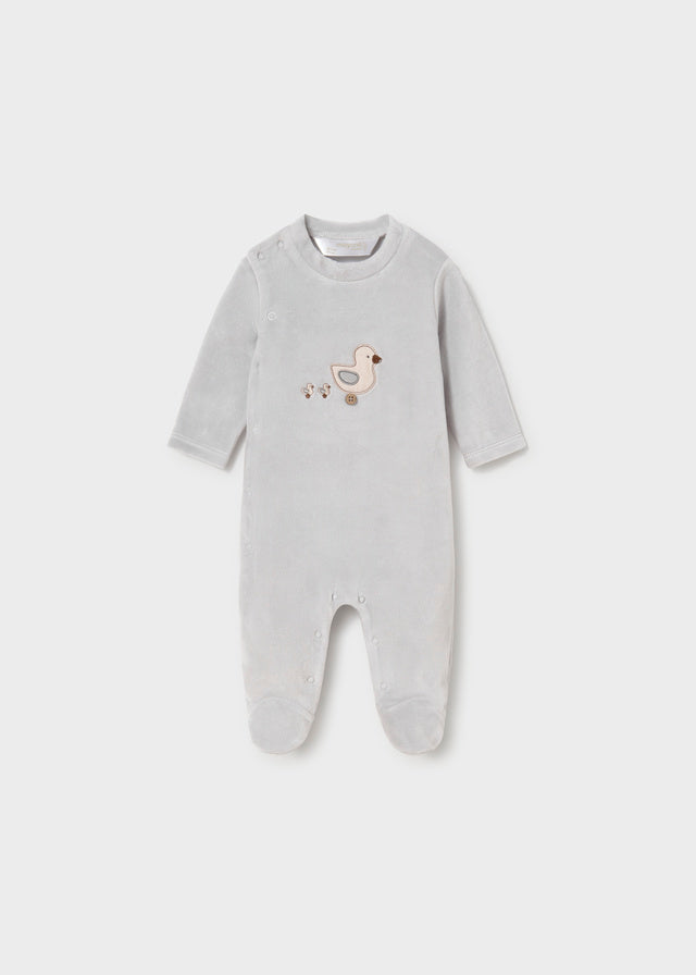 Mayoral Grey Duck Velour Onesie