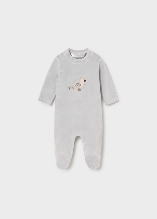 Mayoral Grey Duck Velour Onesie