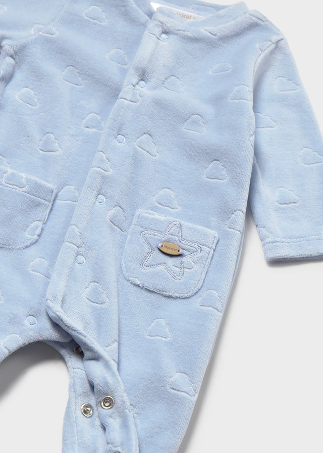 Mayoral Blue Cloud Velour Onesie