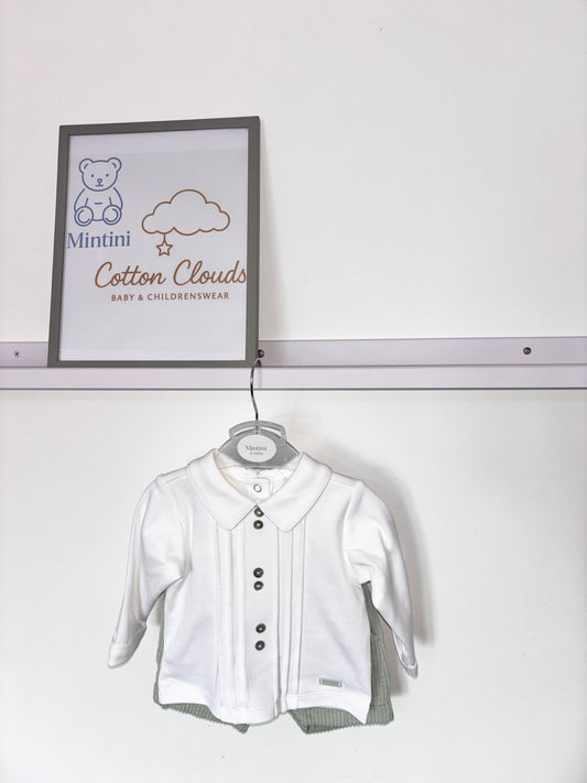 Mintini Sage Green White Short Set AW25