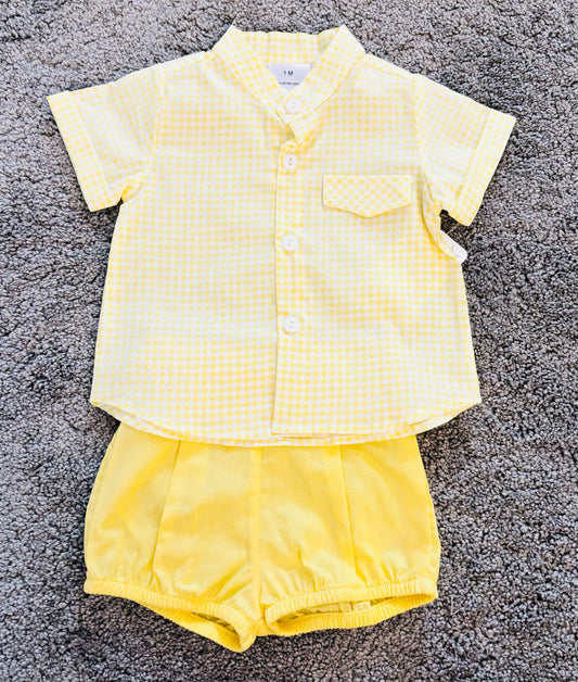 Lemon Gingham Shirt Set