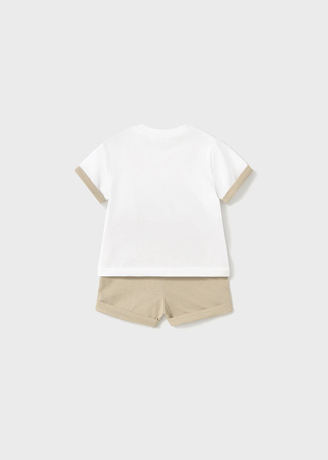 Preorder Mayoral Beige Shorts Set Two Pack