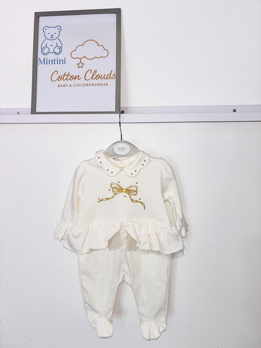 Mintini Ivory Bow Onesie AW25