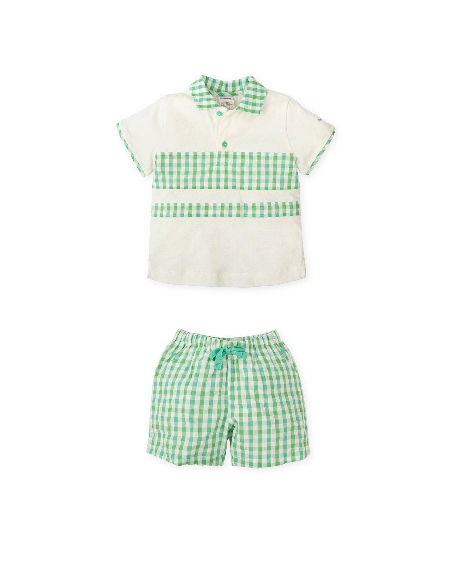 Preorder Tutto Piccolo Green Check Shorts Set