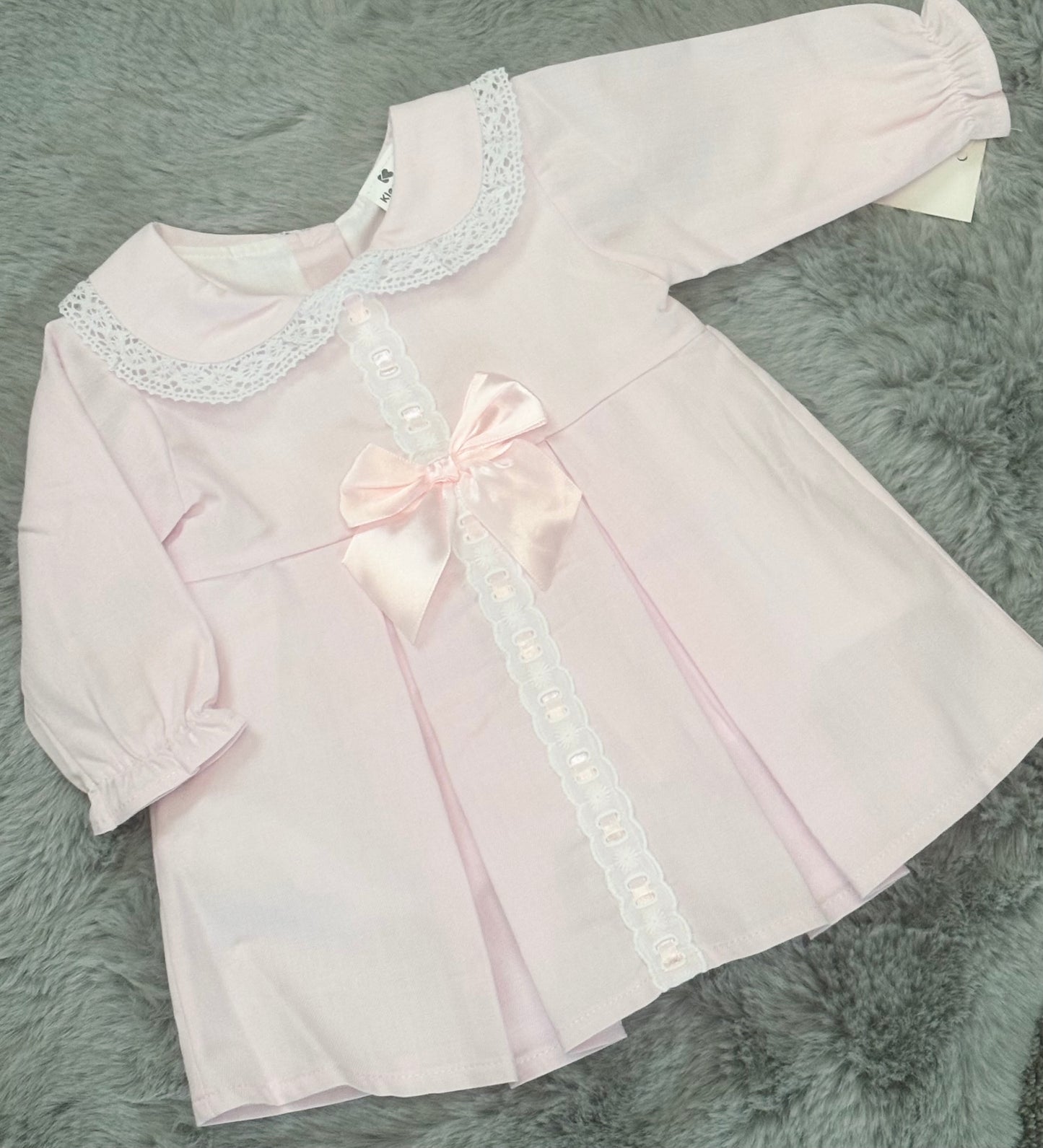 Pink Bow Long Sleeve Dress