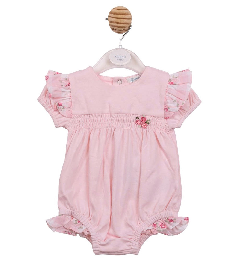 Mintini Pink Floral Bow Romper