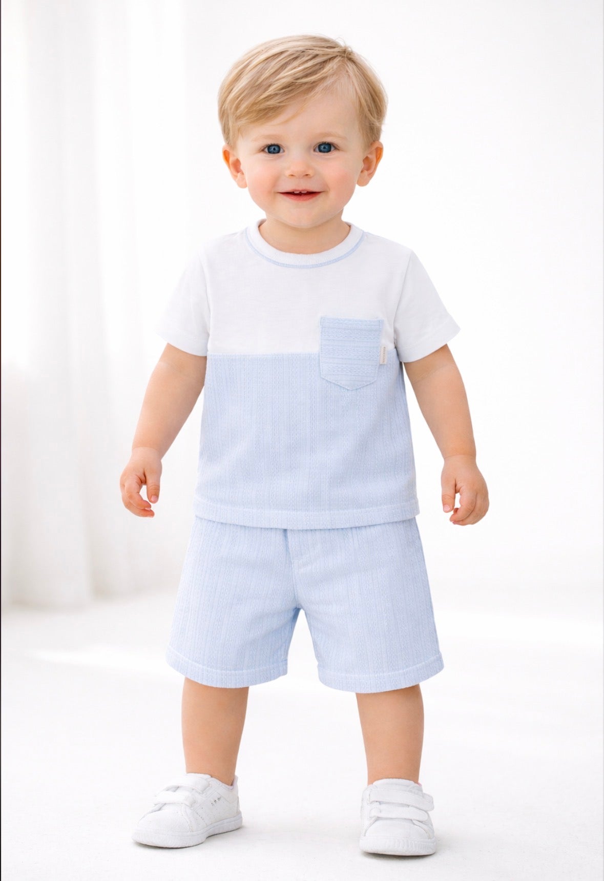 Pastels & Co Blue Henry Tshirt & Shorts