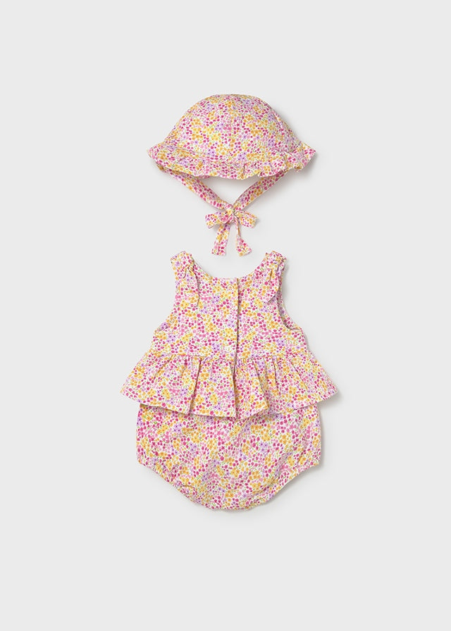 Mayoral Floral Romper & Hat