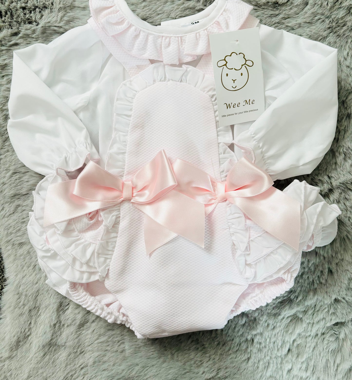 WeeMe Waffle Pink Pinafore Set