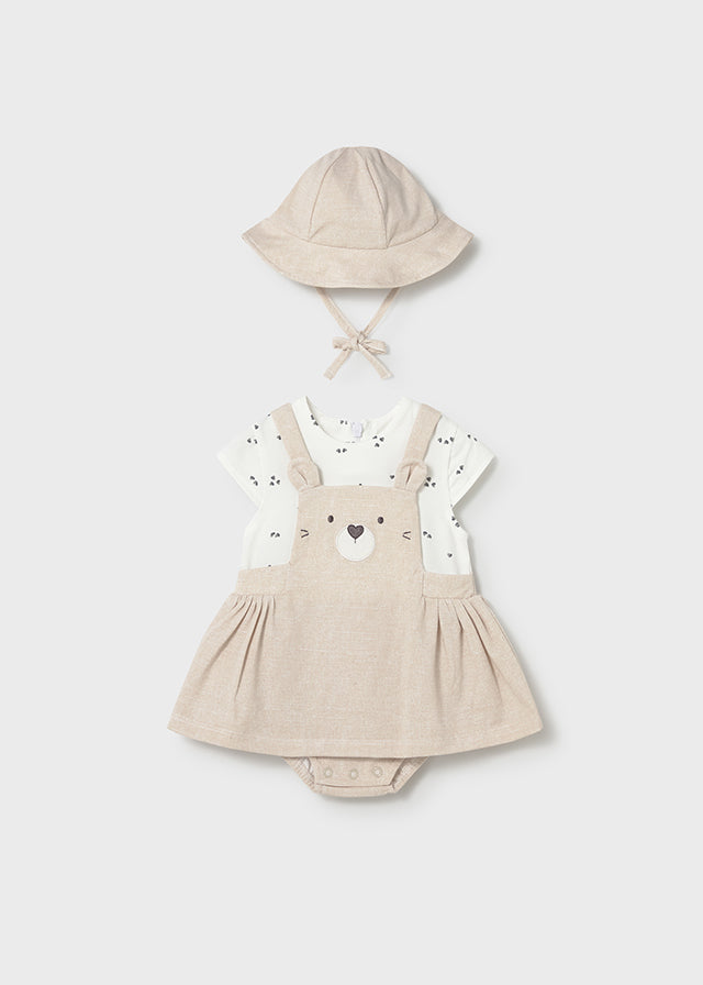 Mayoral Bear Dungaree Skirt & Hat