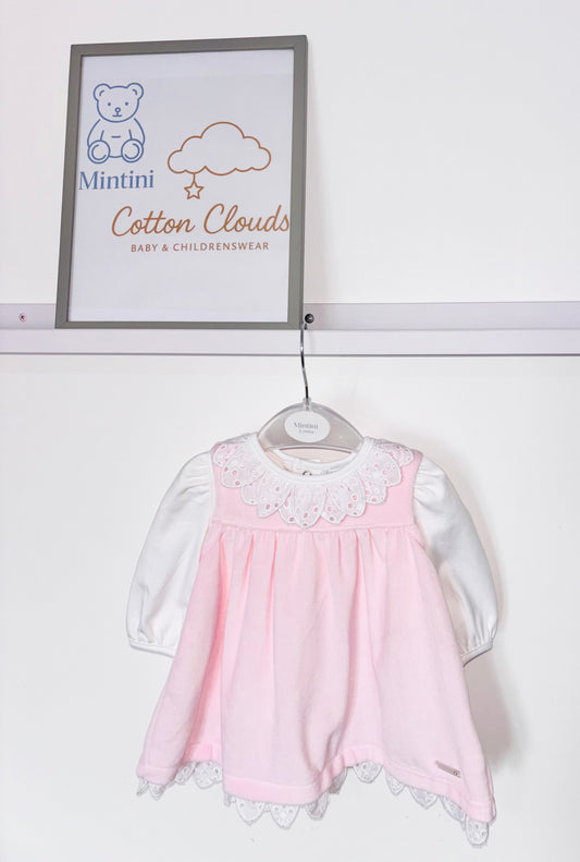 Mintini Pink Velour Frill Dress AW25