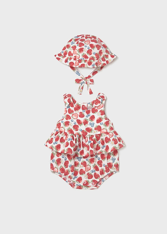 Mayoral Strawberry Romper & Hat