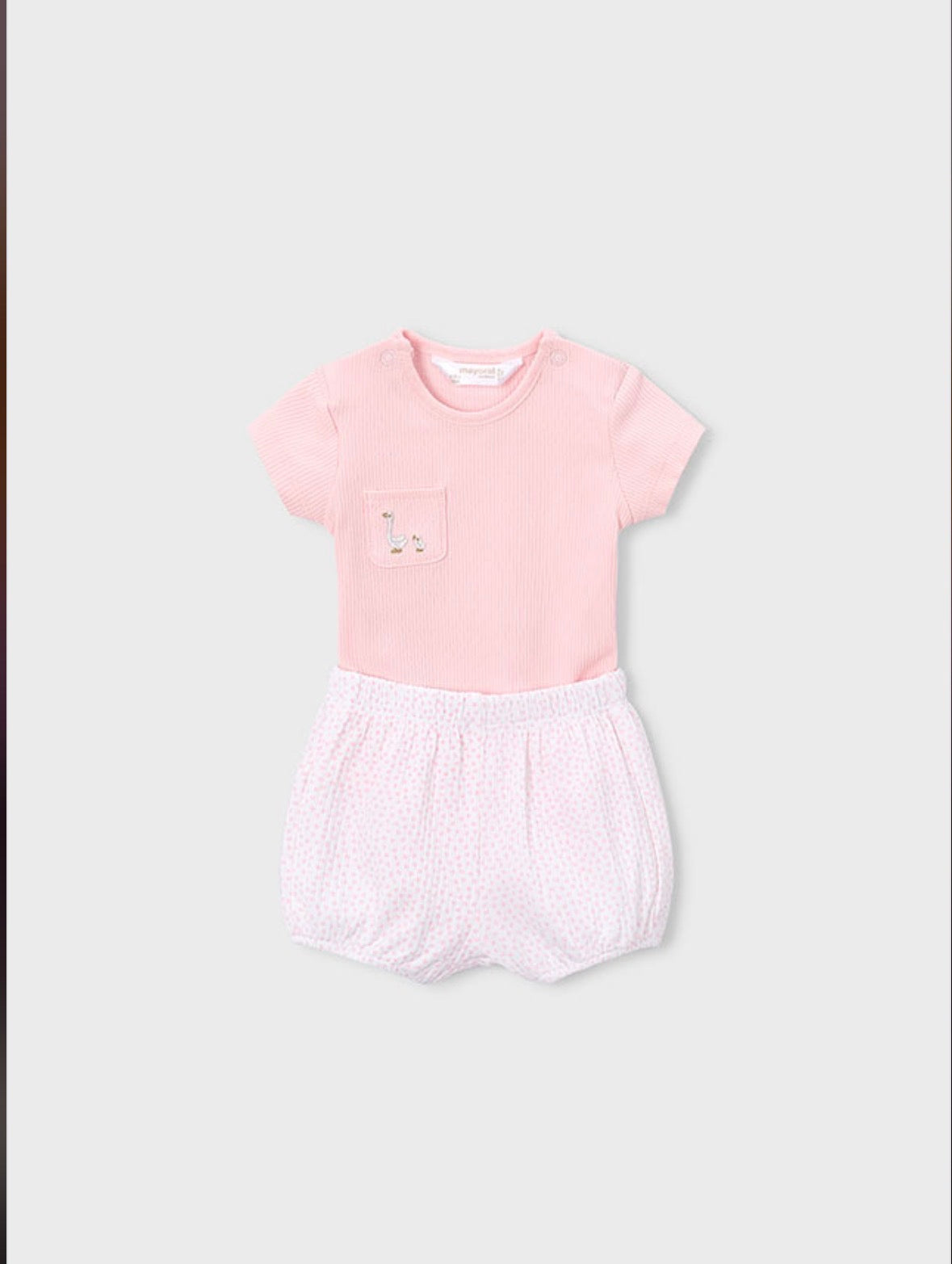 Mayoral Pink Swan Bodysuit Shorts Sets