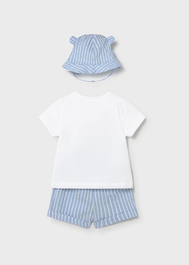 Mayoral Blue Shorts & Hat Set
