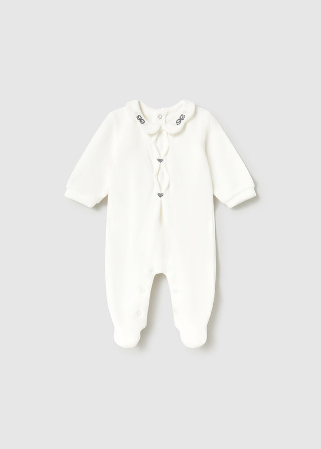 Mayoral White Velour Heart All in One
