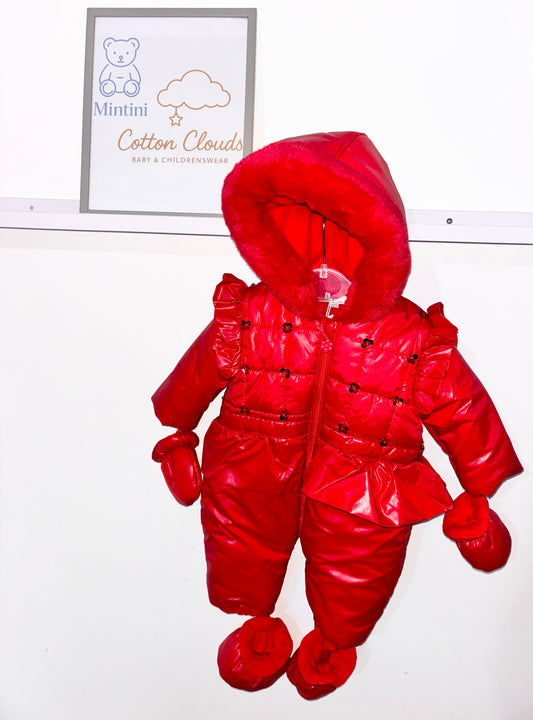 Mintini AW25 Sequin Red Snowsuit