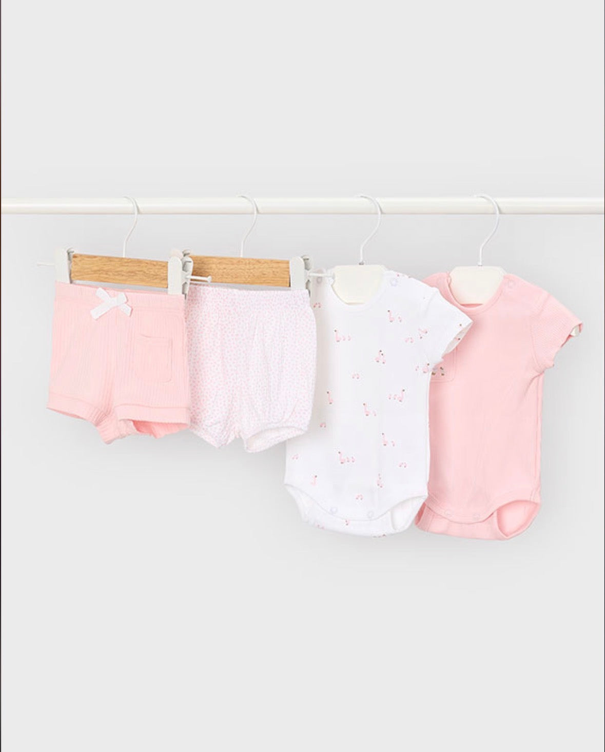 Mayoral Pink Swan Bodysuit Shorts Sets