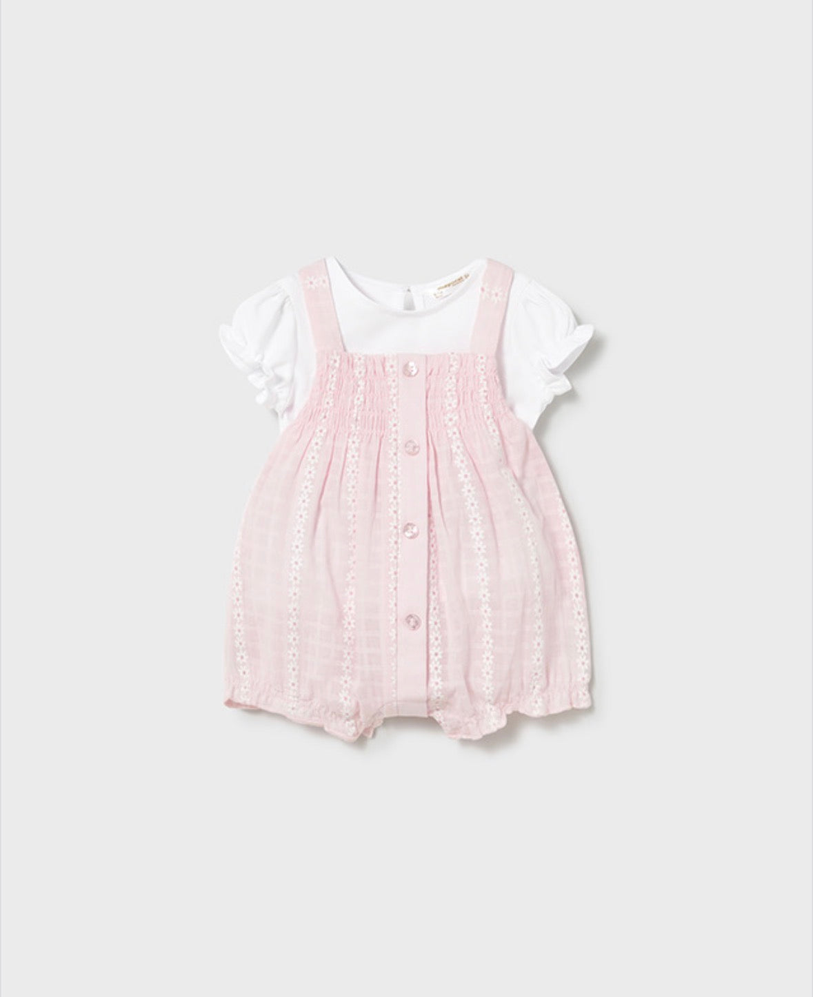 Mayoral Pink Floral Dungaree Set