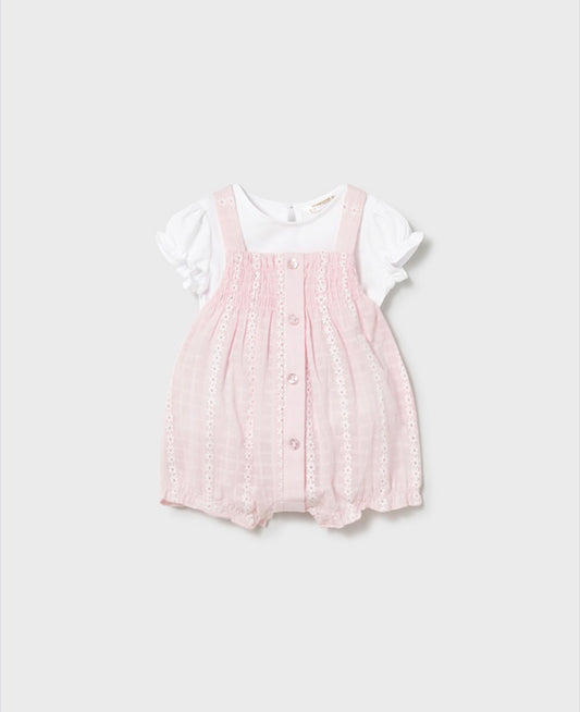 Mayoral Pink Floral Dungaree Set