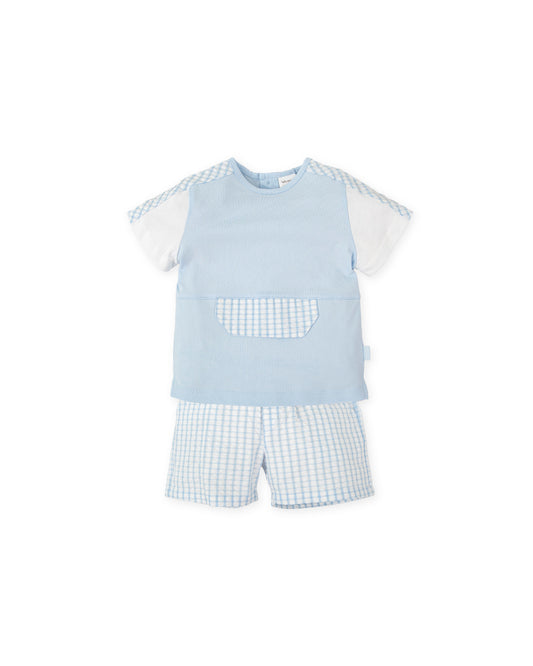 Preorder Tutto Piccolo Gingham Blue Shorts Set