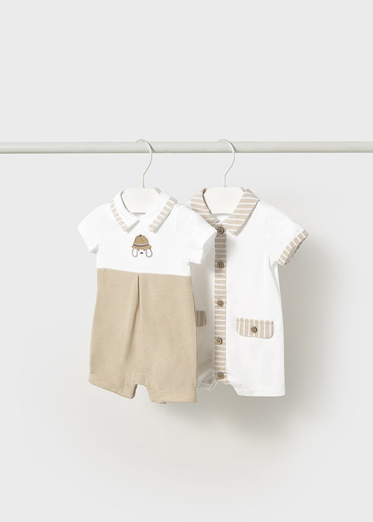 Preorder Mayoral Beige Romper Two Pack