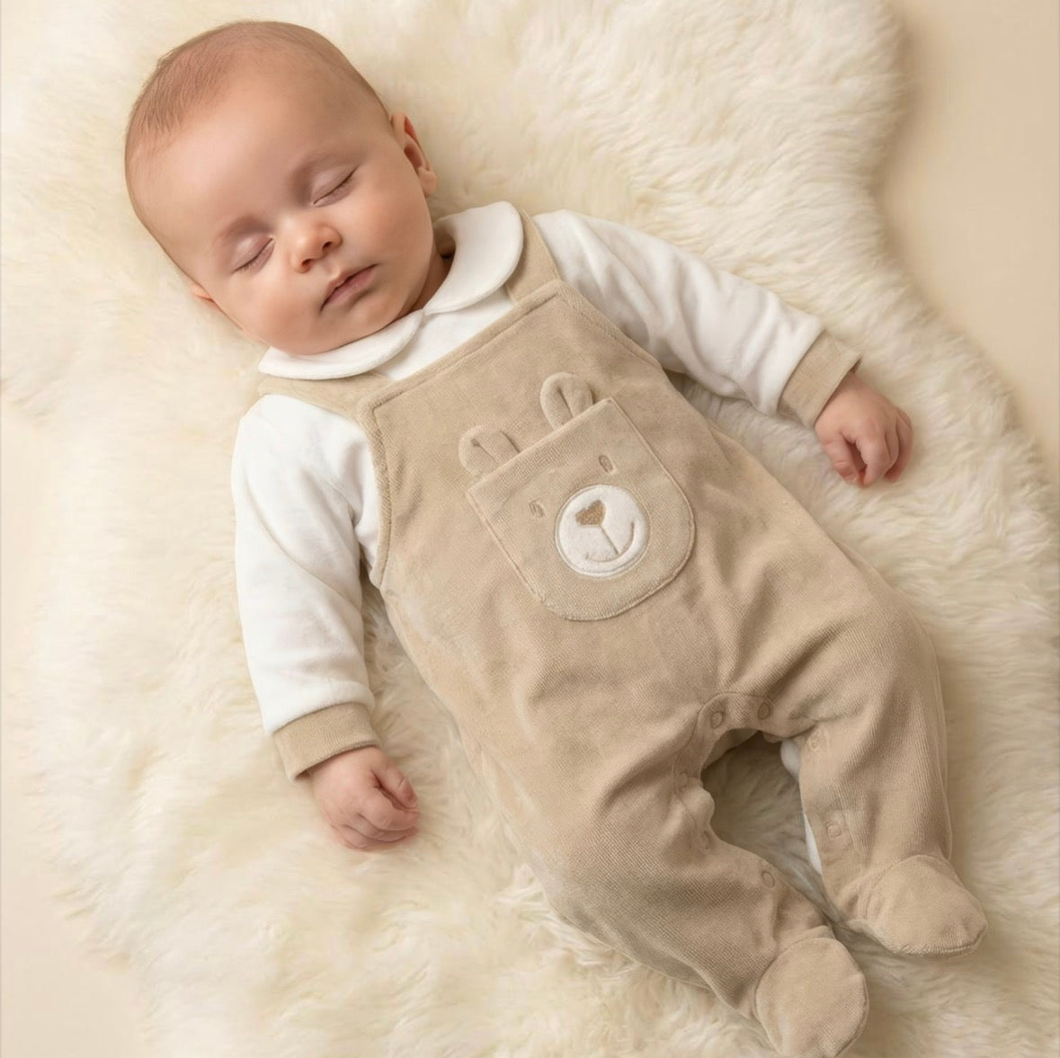 Pex Beige Bear Dungaree All in One