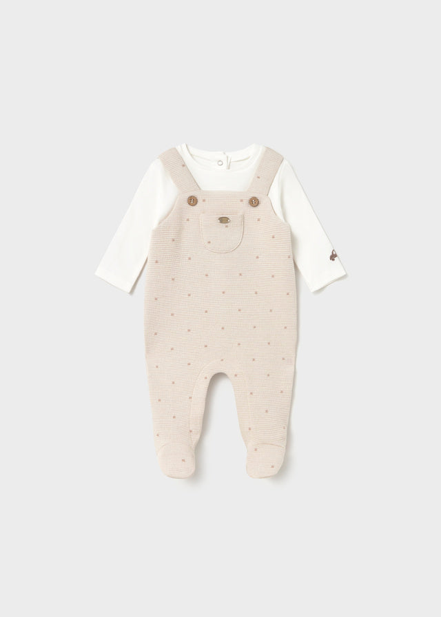 Mayoral Beige Dungaree Romper
