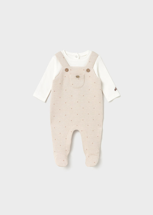 Mayoral Beige Dungaree Romper