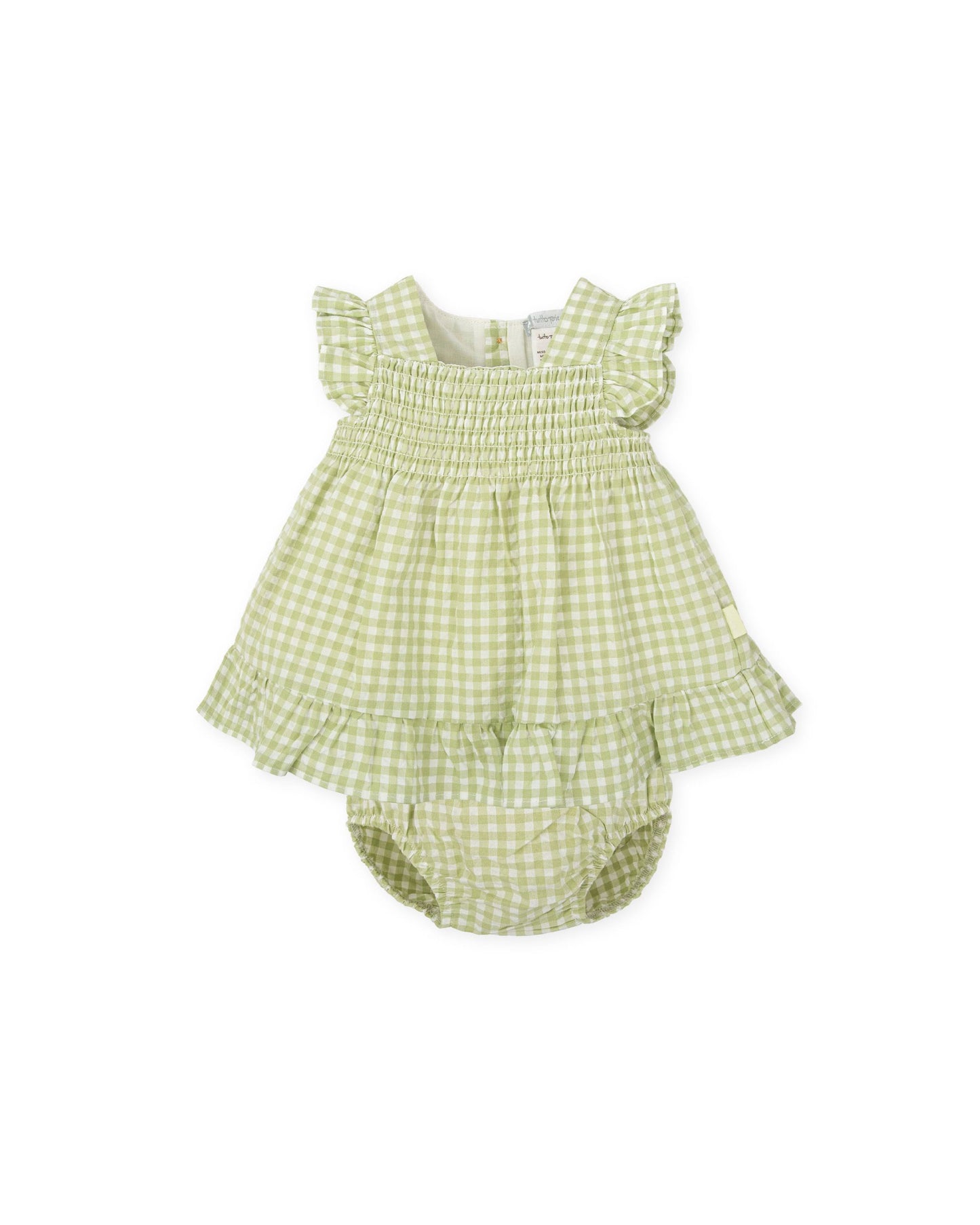 Preorder Tutto Piccolo Sage Check Dress Set