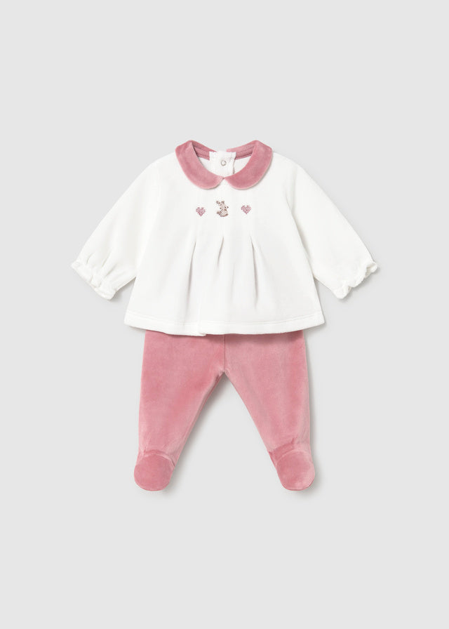 Mayoral Pink Bunny Velour Trouser Set