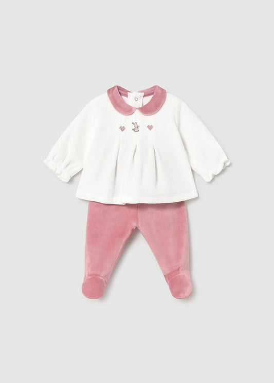 Mayoral Pink Bunny Velour Trouser Set