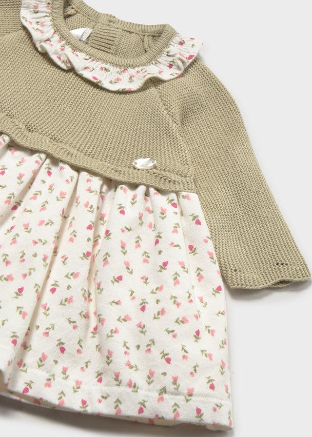 Mayoral Sage Floral Knit Dress