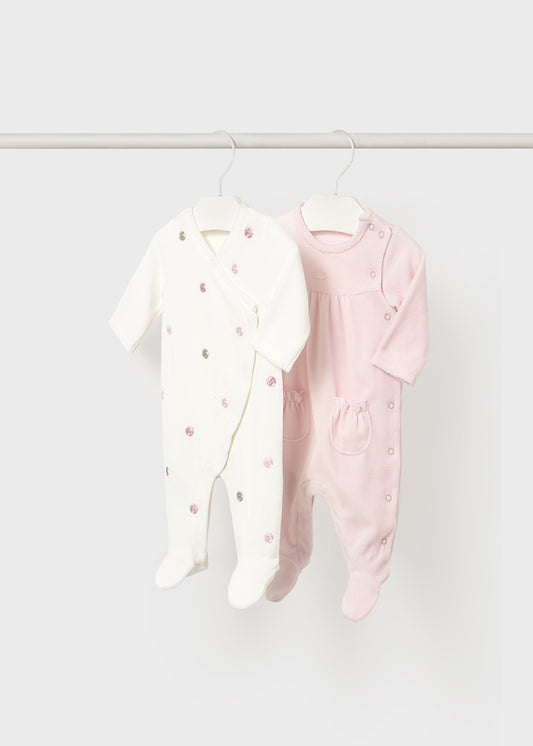 Mayoral Two Pack Velour Onesies