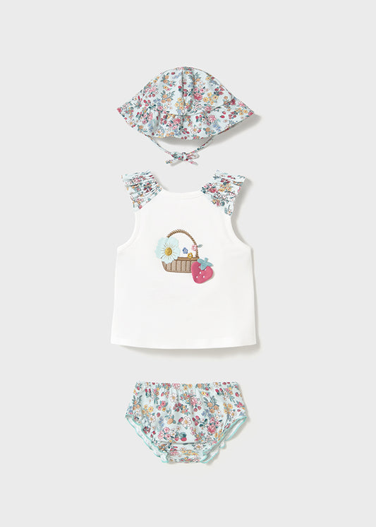 Preorder Mayoral Strawberry Bathing Suit Set with Hat