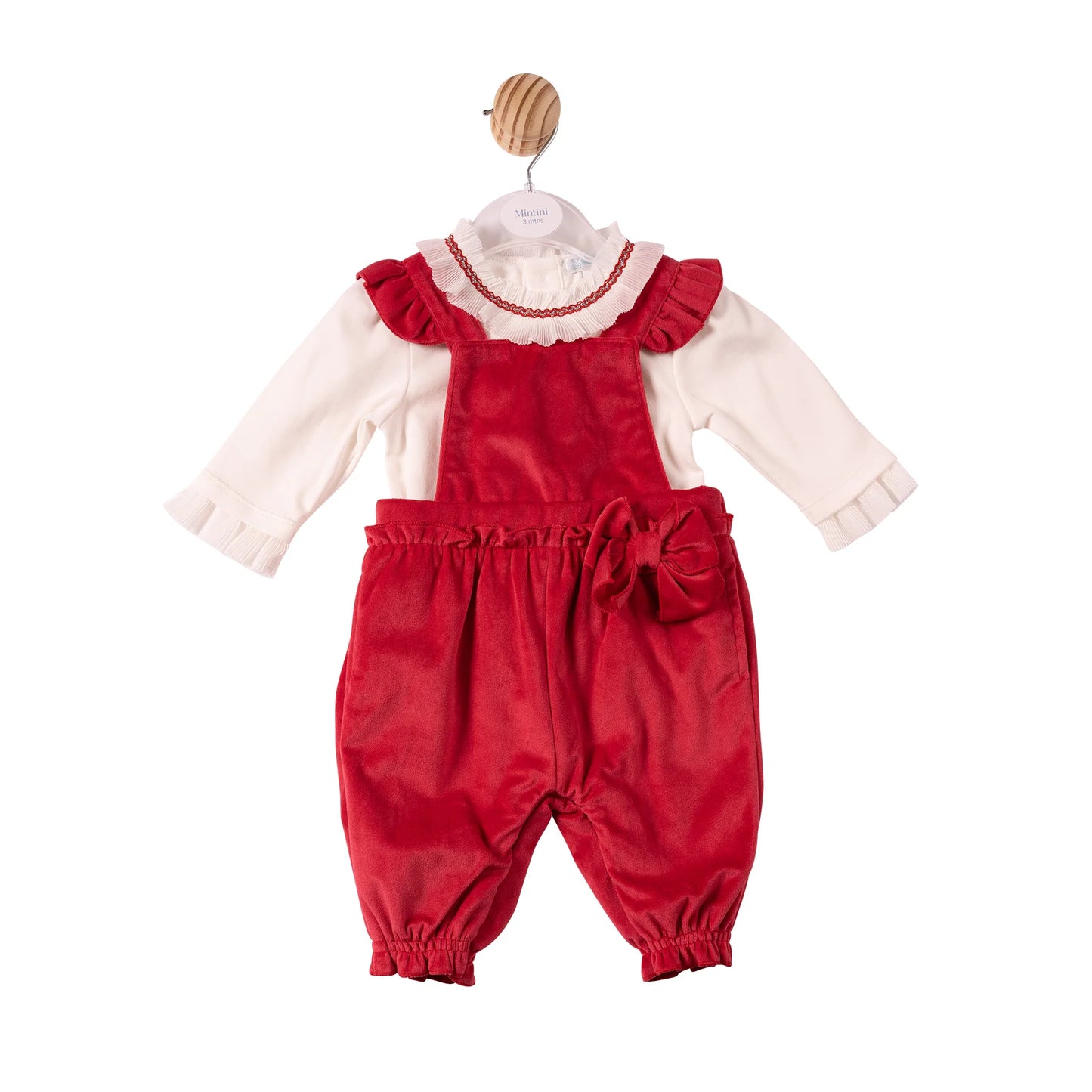 Mintini Red Chiffon Pleated Dungaree