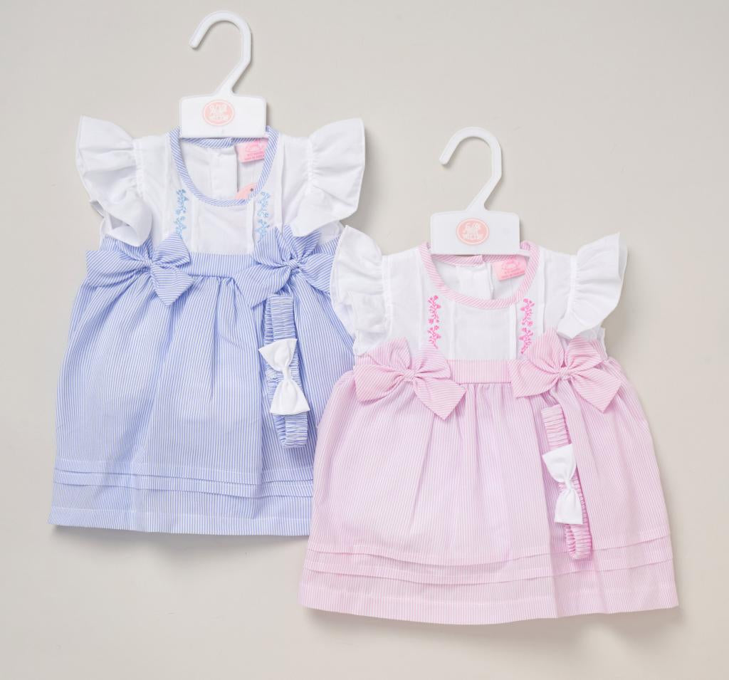 Pink Bow Stripe Dress Set