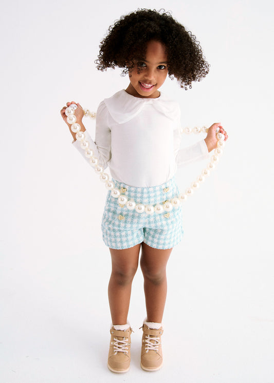 Abel & Lula Plaid Shorts & White Top