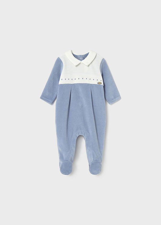 Mayoral Blue Velour Onesie
