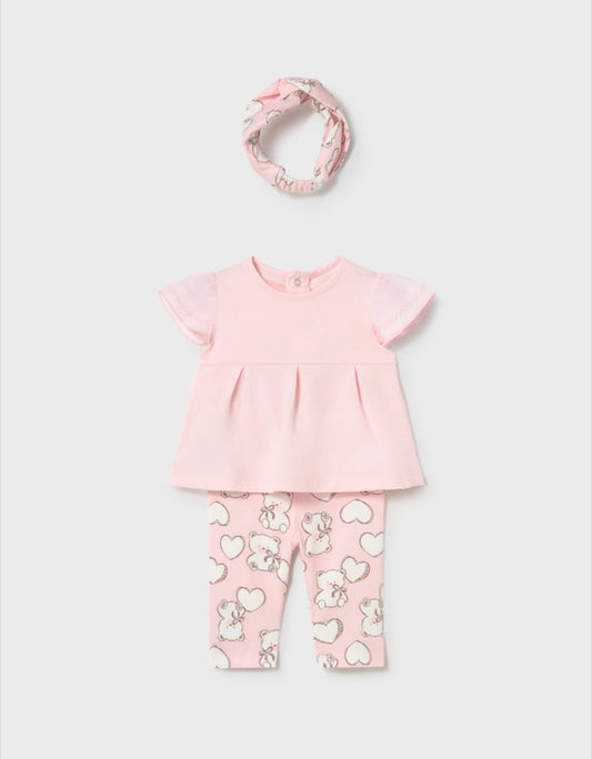 Mayoral Pink Bear & Heart Legging Set