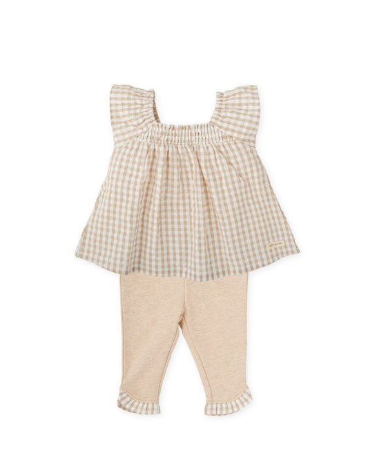 Tutto Piccolo Sand Gingham Legging Set