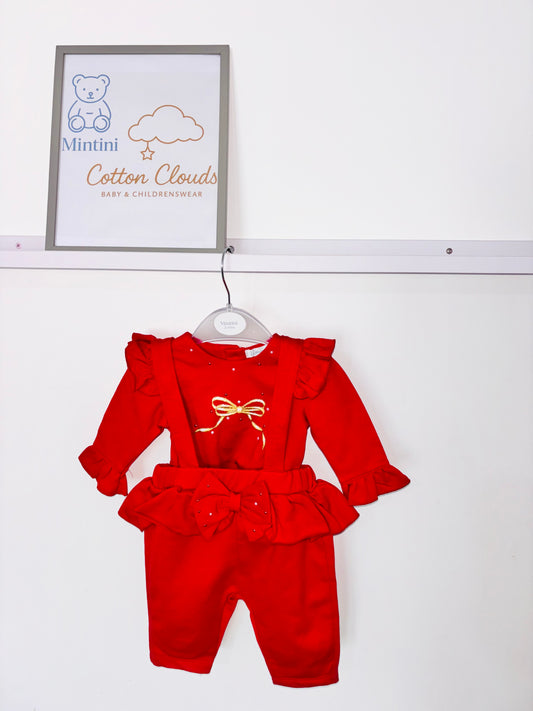 Mintini Red Bow AW25 Dungaree