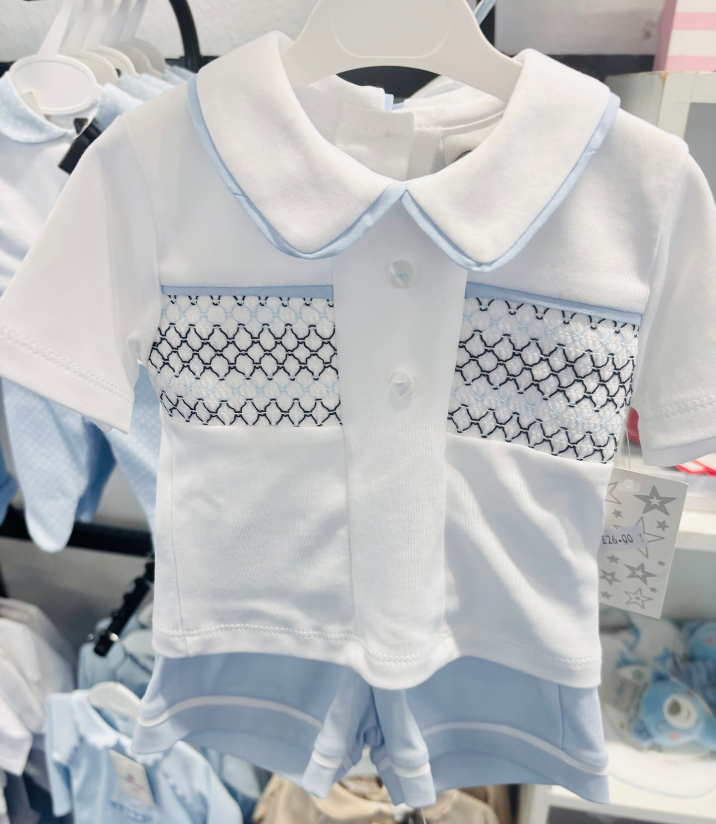 Blue Smock Shorts Set